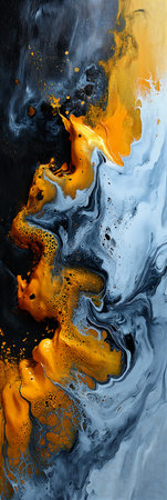 yellow black abstract fluid colored smoke orange blue fourth dimension scan paint bifrost oil mate lava, generative aiの素材