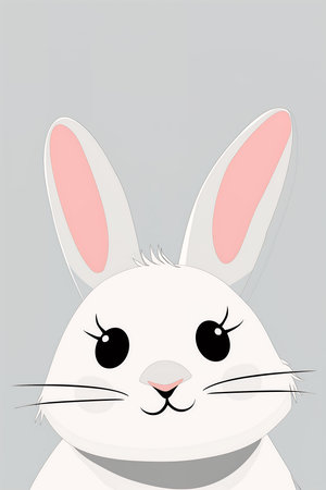 white rabbit pink ears black nose portrait short light grey whiskers lane video pet animal verbena cross hatch fur visible red tv, generative aiの素材