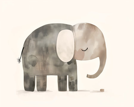 drawing elephant closed eye favorite soft color sad grey book crumbling sleeping new, generative aiの素材