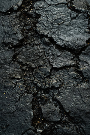 closeup black substance yellow line standing wasteland skin textures coal texture swamp large cracks rooted lineage deathly, generative aiの素材