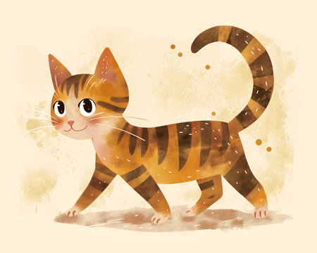 kitty cat kitten walking ground illustration critical role deep golden sand desert streaming visual cute flour flying mittens, generative aiの素材