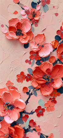 flowers wall teal orange color favorite shades peach sculpted out candy princess ceramic spring, generative aiの素材