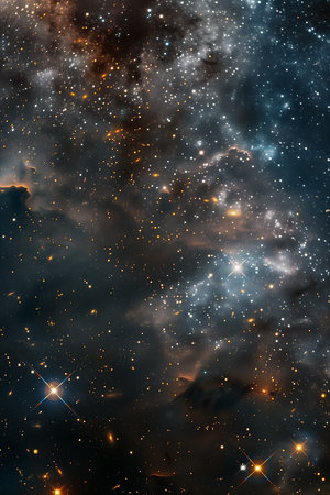 starry sky cluster stars young fractal archives view chaotic liquid smoke empty space far high complexity, generative aiの素材