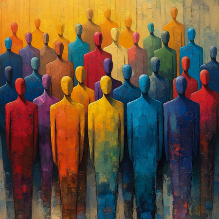 Group of people in the colors of the rainbow. Illustration.の素材