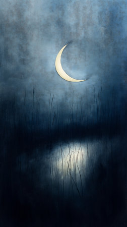 Moon and fog in the night sky. Illustration for your designの素材