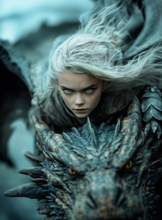 Portrait of a little girl in a fantasy world. Fantasy.の素材