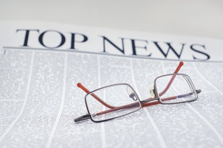 smart glasses on newspaper pageの写真素材