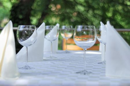 close-up of stylish glasses. catering background