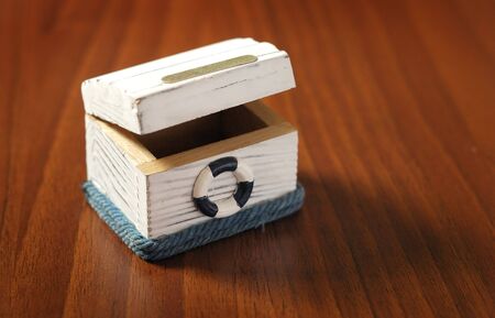 white casket with  marine  symbol - beltの写真素材