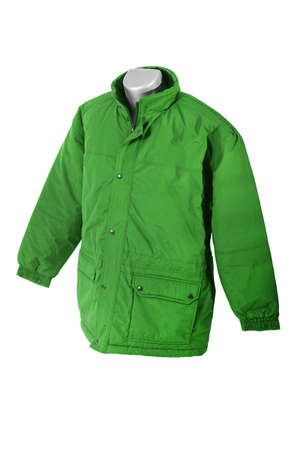 Green winter jacket. Man casual  waterproof wearの写真素材