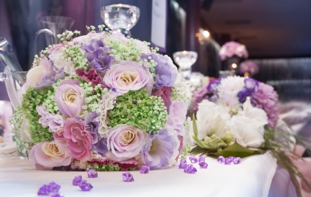 Wedding bunch of flowers Fragile  color blossoms and petalsの写真素材