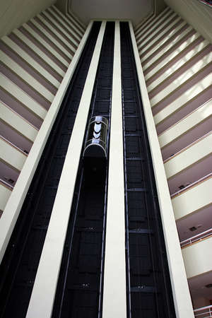 modern building with elevator and balcony