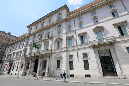 facade of embassy of brazil in piazza navona, rome, italyのeditorial素材