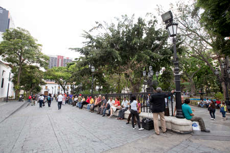 people in square , downtown of caracas; venezuelaのeditorial素材
