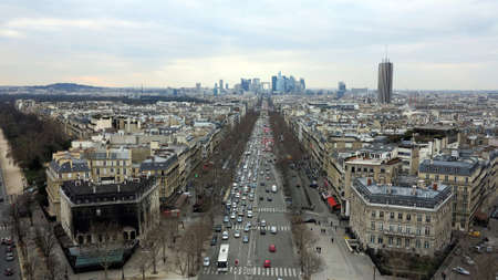 aerial view of avenue champs elysees in paris, franceのeditorial素材