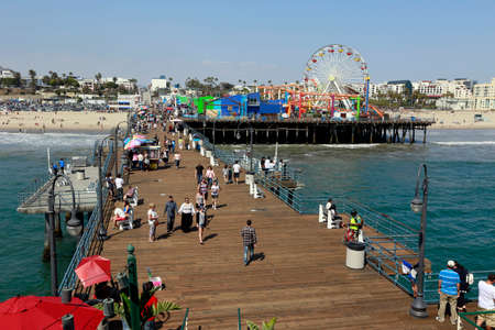 LOS ANGELES - 06032015 - view of santa monica pier in los angeles, california. one of the sites with greater tourist flow in america and end point of the mythical Route 66のeditorial素材