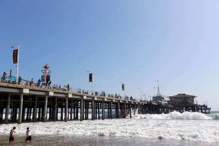 LOS ANGELES - 06032015 - view of santa monica pier in los angeles, california. one of the sites with greater tourist flow in america and end point of the mythical Route 66のeditorial素材
