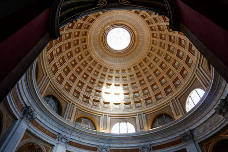 dome in interior of vatican museum, rome, italy