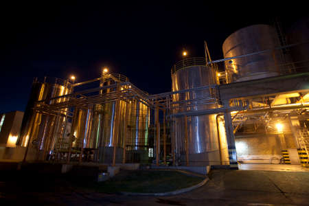 SAO PAULO, BRAZIL - MAY 11, 2009 - industry illuminated working at night