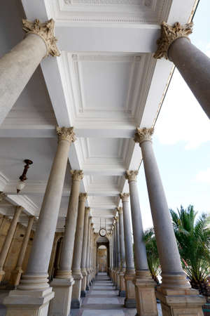 Mill Colonade, Neo-Renaissance structure with Corinthian columns in spa Karlovy Vary in Czech Republicのeditorial素材