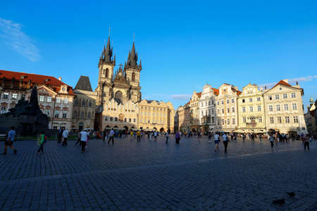 Prague, czech republic - june 02, 2017 -  tourist in Old Town Square (Czech: StaromÄstskÃ© nÃ¡mÄstÃ­) in Pragueのeditorial素材