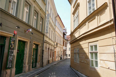 Prague, Czech Republic - June 03, 2017 - view of traditional street in old town of Pragueのeditorial素材