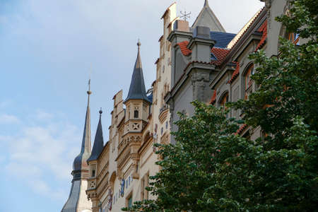 View of historic building in old downtown of Prague