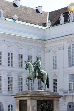 Statue of Josef II on Josefplatz square, in the Hofburg Imperial Palace at day, Austriaのeditorial素材