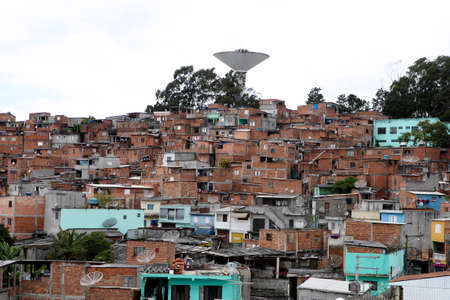 Shacks in the favela, Illegal and fragile constructions, neighborhood in Sao Paulo, brazil.
