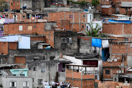 Shacks in the favela, Illegal and fragile constructions, neighborhood in Sao Paulo, brazil.
のeditorial素材