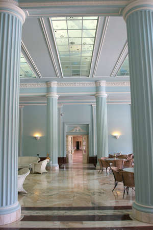 corridor on old hotel in minas gerais, brazilのeditorial素材