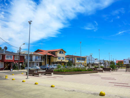 Castro, island of Chiloe, Chile - dec 18, 2013 - view of the city of Castro, is the capital of the province of Chiloe, located south of Chile. On the east coast, is home to almost the entire population of the communeのeditorial素材