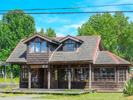 Castro, island of Chiloe, Chile - dec 18, 2013 - view of the city of Castro, is the capital of the province of Chiloe, located south of Chile. On the east coast, is home to almost the entire population of the communeのeditorial素材