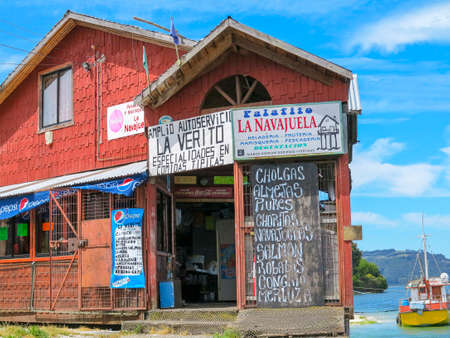 Castro, island of Chiloe, Chile - dec 18, 2013 - view of the city of Castro, is the capital of the province of Chiloe, located south of Chile. On the east coast, is home to almost the entire population of the communeのeditorial素材