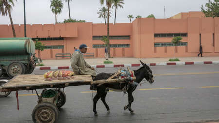 Marrakesh, Morocco - oct 21, 2012 - Carriage in Marrakesh's medina quarter (old city).のeditorial素材