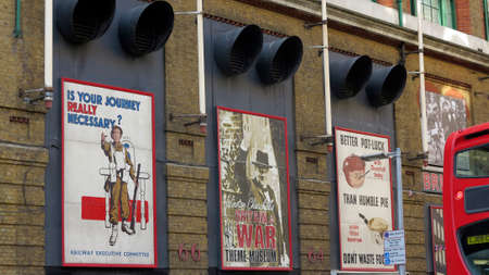 London,  England  - jan 30, 2013 -  view of street with posters of great war on downtown of Londonのeditorial素材