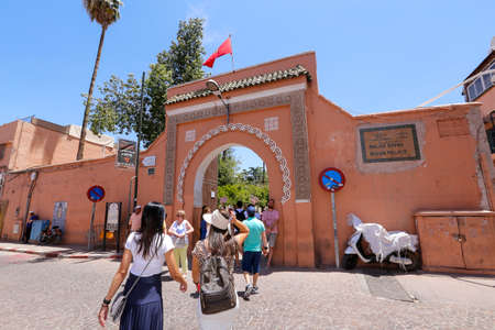 Marrakesh, Morroco - may 27, 2019: tourist in entrance of Palace Bahia in Marrakesh, Morrocoのeditorial素材