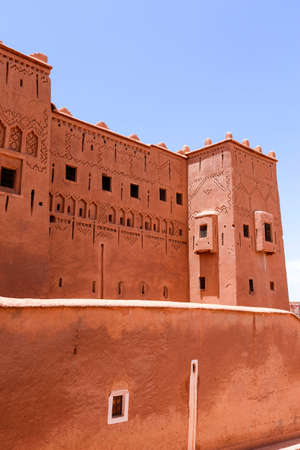 Kasbah Taourirt, former fortress palace mud-built in the village of Ouarzazate. It is dubbed the "desert door" and is located on southern Morocco.のeditorial素材