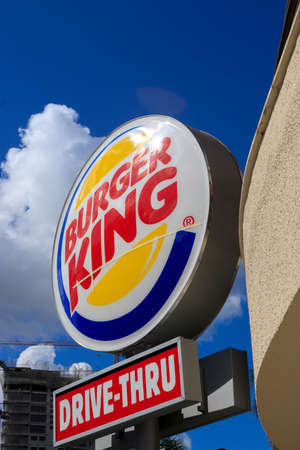 Sao Paulo, Brazil - Feb 08, 2020 -  Logo of the fast food chain Burger King. Burger King is a global...