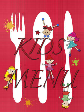 illustration of kids menu with funny childrenの写真素材