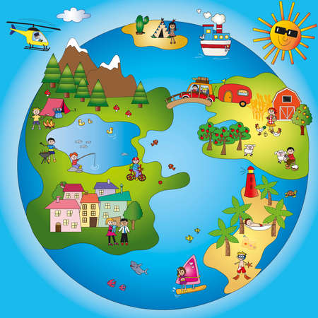 fantasy world with childrenの写真素材