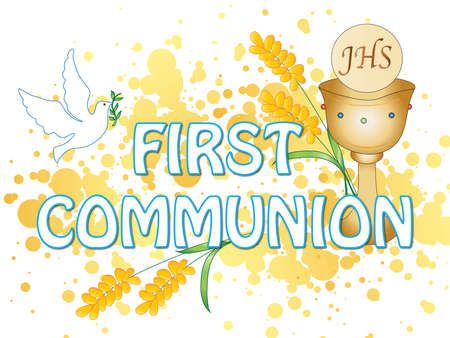 illustration for first communion with some symbolの写真素材