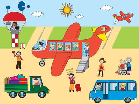 illustration of airport on the outside.の写真素材