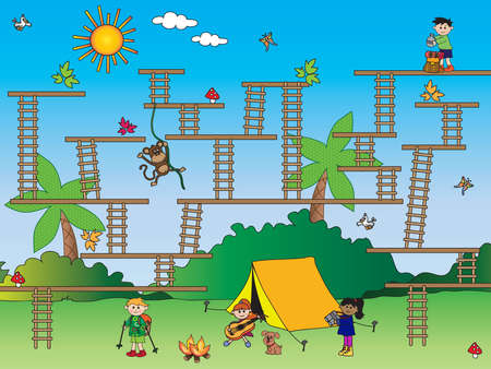 Game for children : find the way going up the stairsの写真素材