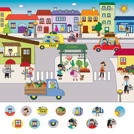 Game for children: city landscape, visual gameの写真素材