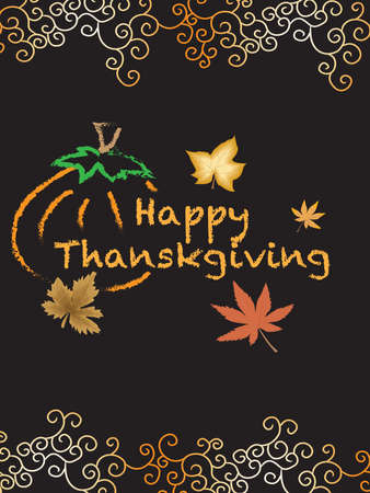 illustration of happy thanksgiving in black backgroundの写真素材