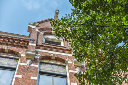Red brick facade of a typical European buildingの写真素材