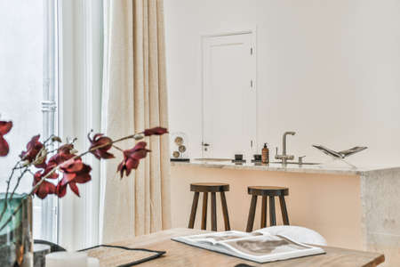 Luxury kitchen with elegance sink and tableの写真素材