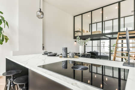 A luxurious and beautiful kitchen interior designの写真素材