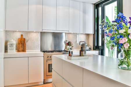 A luxurious and beautiful kitchen interior designの写真素材